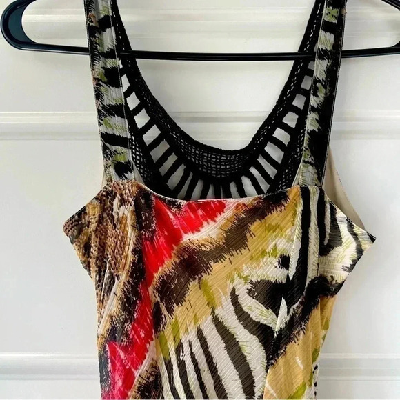 CLASSIC ANIMAL PRINT RUFFLE MULTI COLOR MAXI DRESS SIZE 36 100% COTTON SIZE 36 - Picture 6 of 15